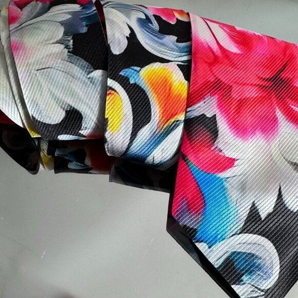 Baroque Floral Tie Retro Designer Menswear Tie Necktie Black Pink Rococo - Picture 7 of 7